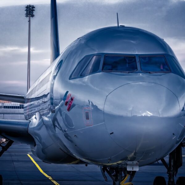 close-up of an airplane