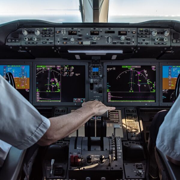 pilots in the cockpit
