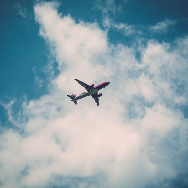 airplane flying high in the sky
