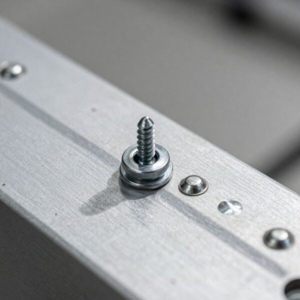 Transition from a temporary fastener to a permanent rivet in a manufacturing cycle.
